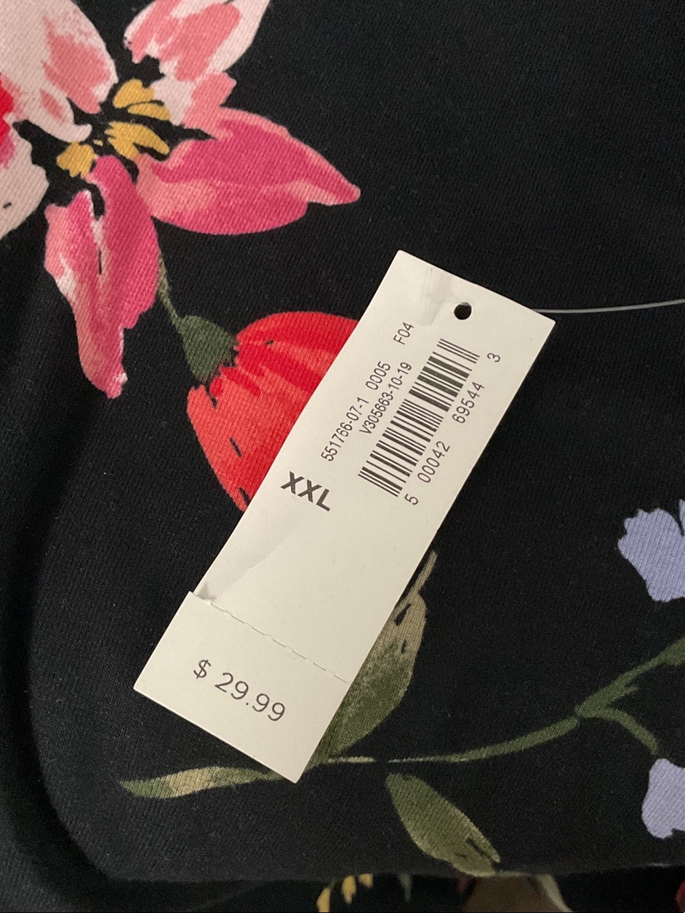 Old Navy Black Sleeveless Midi Dress w/ Red & Pink Floral Print P:23.5” L:42” - Picture 5 of 5